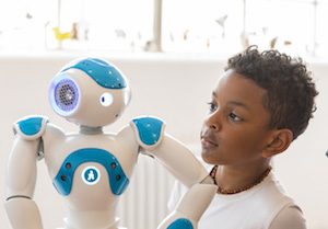A child with a robot