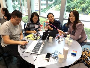 A group of teachers with their microbit project